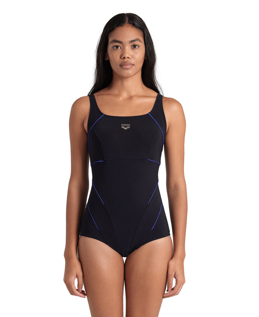 Arena Dames Badpak Jewel One Piece Low C Cup R Zwart Helderblauw