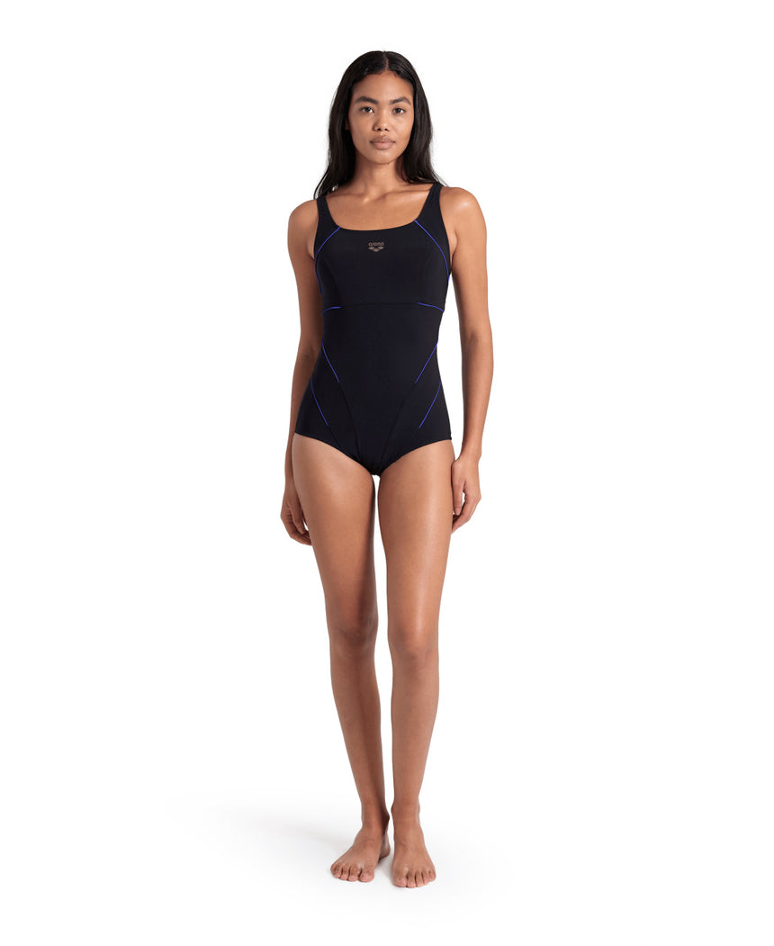 Arena Dames Badpak Jewel One Piece Low C Cup R Zwart Helderblauw