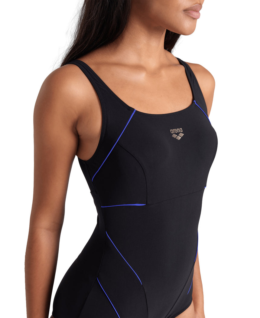 Arena Dames Badpak Jewel One Piece Low C Cup R Zwart Helderblauw