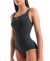 Arena Damen Badeanzug Jewel Low C Cup R Nacht/Grau/Leuchtblau