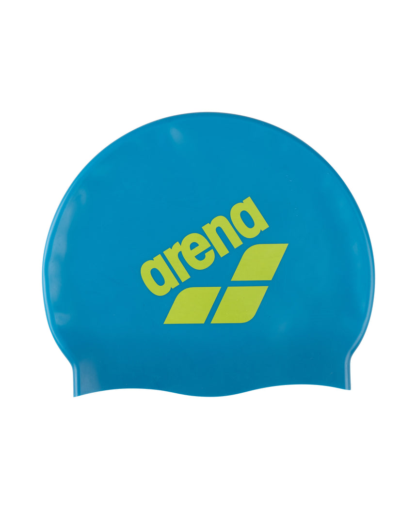 Arena Big Logo Badekappe Blau-Cosmo/Arctic-Lime