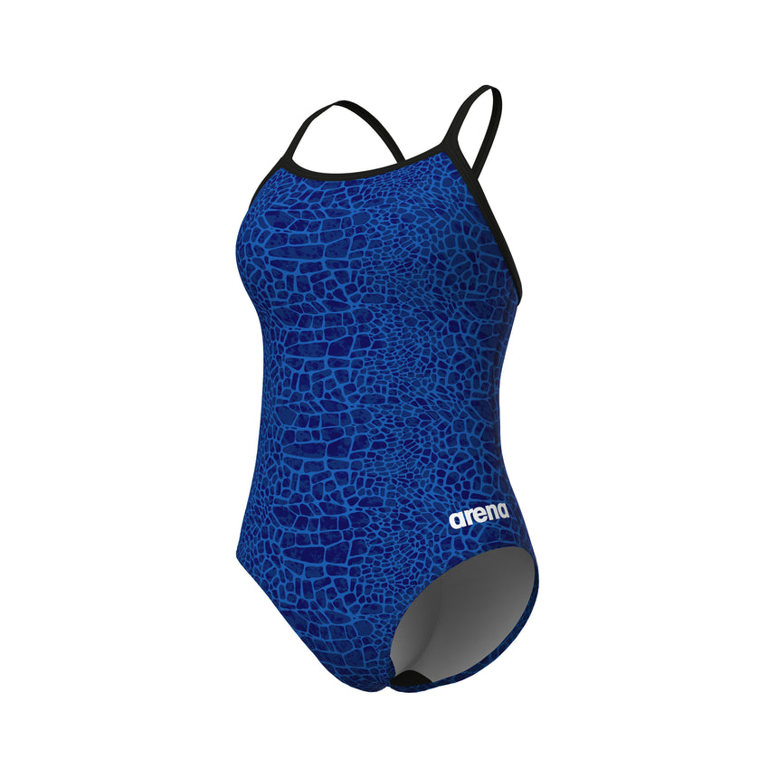 Arena Dames Badpak Snakeskin Lightdrop Back Zwart Team Royal