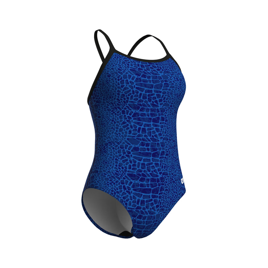 Arena Dames Badpak Snakeskin Lightdrop Back Zwart Team Royal
