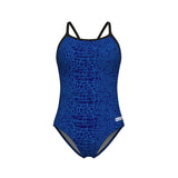 Arena Dames Badpak Snakeskin Lightdrop Back Zwart Team Royal