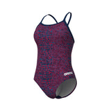 Arena Dames Badpak Snakeskin Lightdrop Back Navy Team Rood Wit