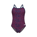Arena Dames Badpak Snakeskin Lightdrop Back Navy Team Rood Wit