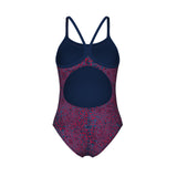 Arena Dames Badpak Snakeskin Lightdrop Back Navy Team Rood Wit