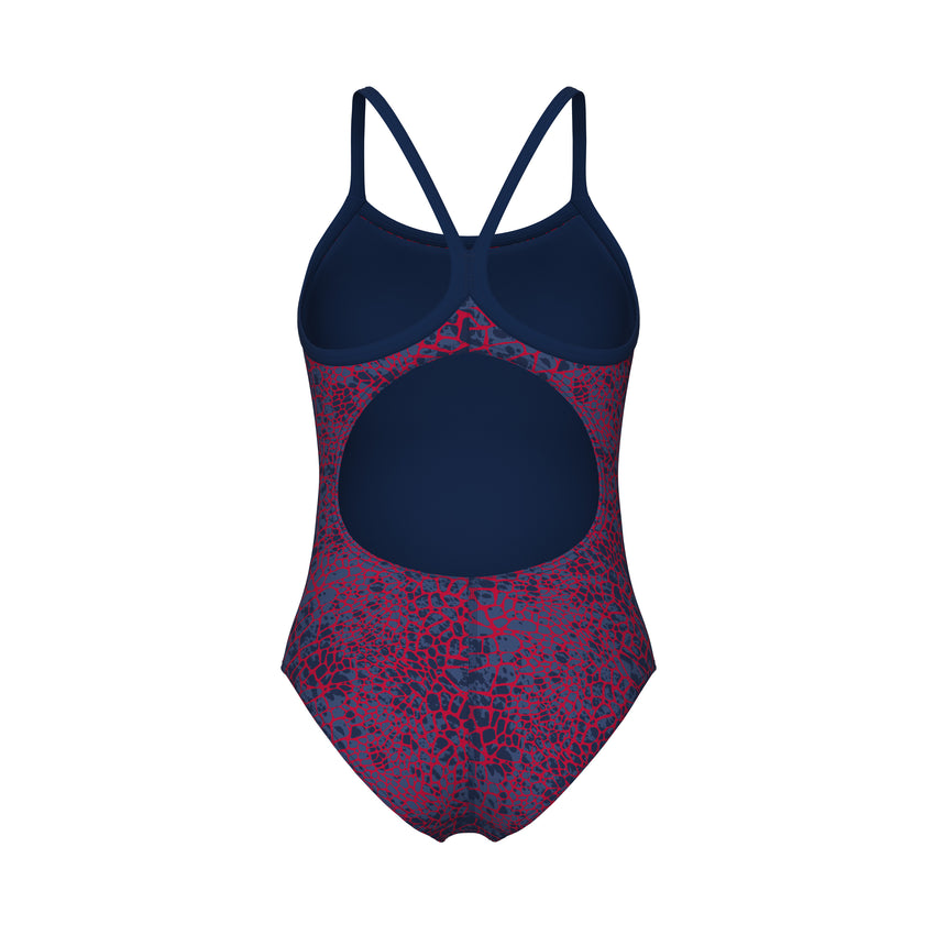 Arena Dames Badpak Snakeskin Lightdrop Back Navy Team Rood Wit