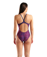 Arena Dames Badpak Snakeskin Lightdrop Back Navy Team Rood Wit