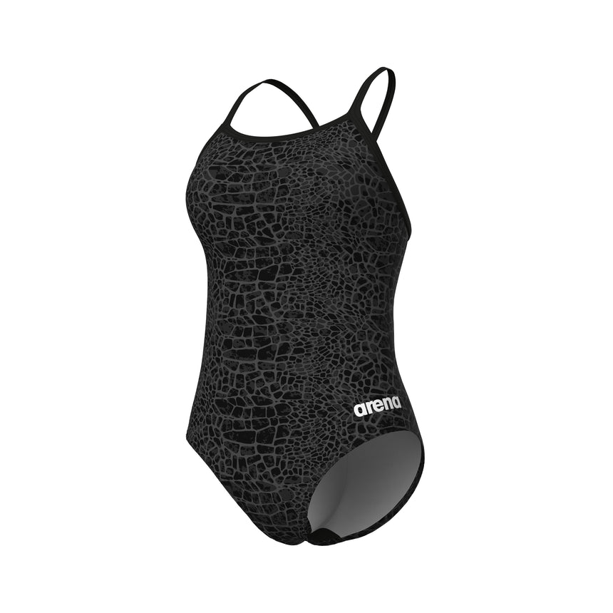 Arena Dames Badpak Snakeskin Lightdrop Back Zwart Team Zwart
