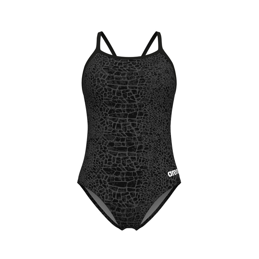 Arena Dames Badpak Snakeskin Lightdrop Back Zwart Team Zwart