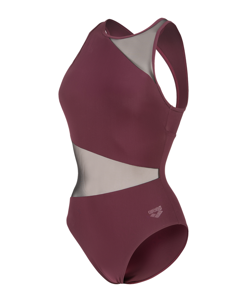 Arena Dames Badpak Mesh Angle Vent Back B Bordeaux