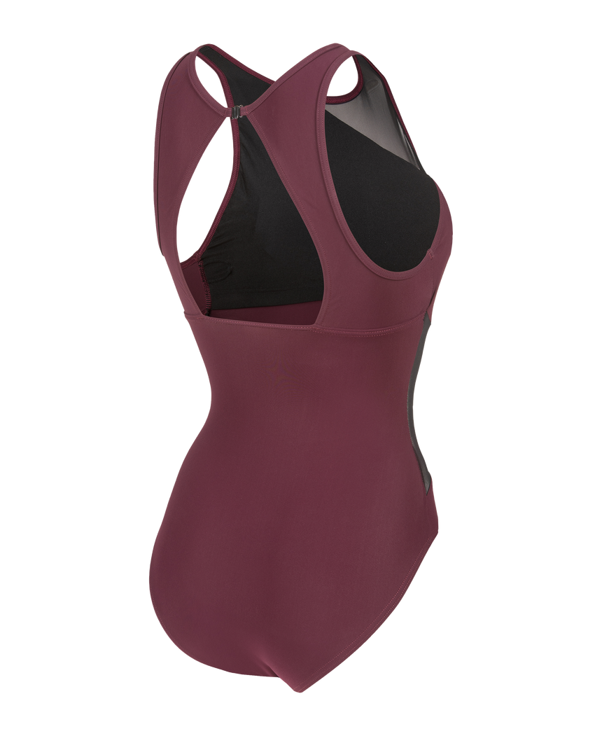 Arena Dames Badpak Mesh Angle Vent Back B Bordeaux