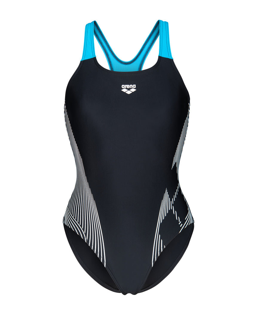 Arena Dames Badpak Lily Swim Pro Back L Zwart Turquoise