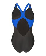 Arena Dames Badpak Scratchy V Back Zwart Neonblauw