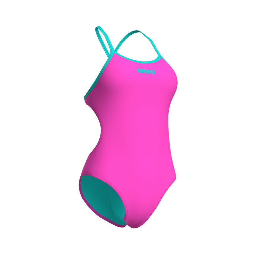 Arena Dames Badpak Tie Back Solid Shocking Pink Water