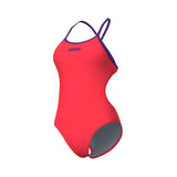 Arena Badeanzug Tie Back Solid Koralle/Pflaume