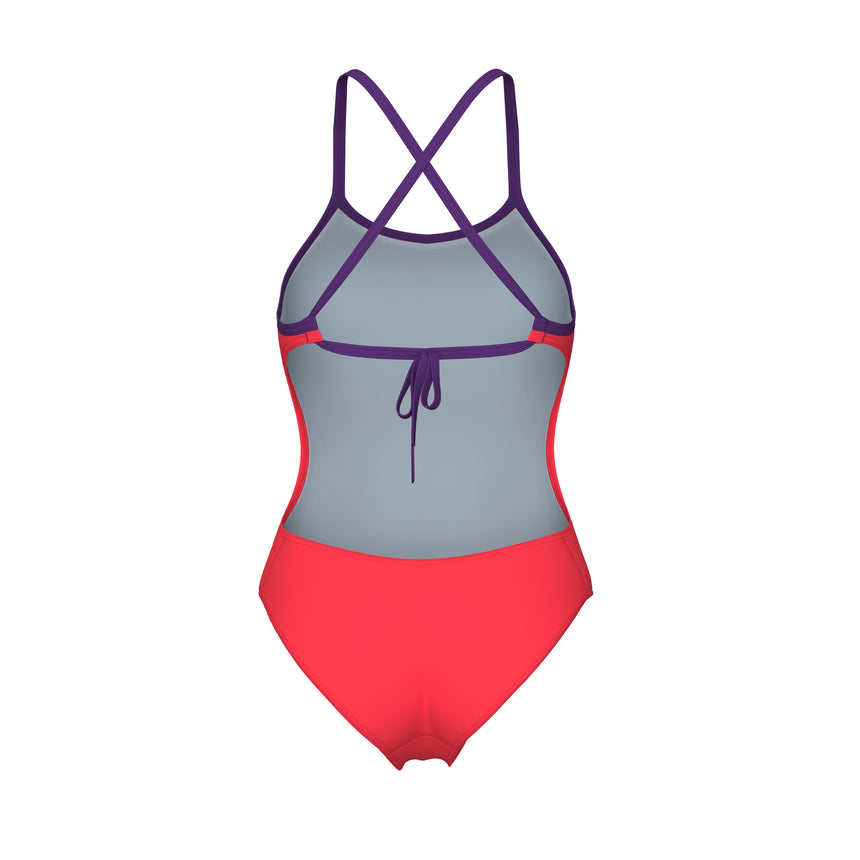 Arena Badeanzug Tie Back Solid Koralle/Pflaume
