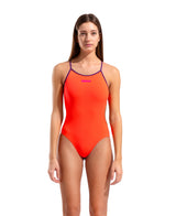 Arena Badeanzug Tie Back Solid Koralle/Pflaume