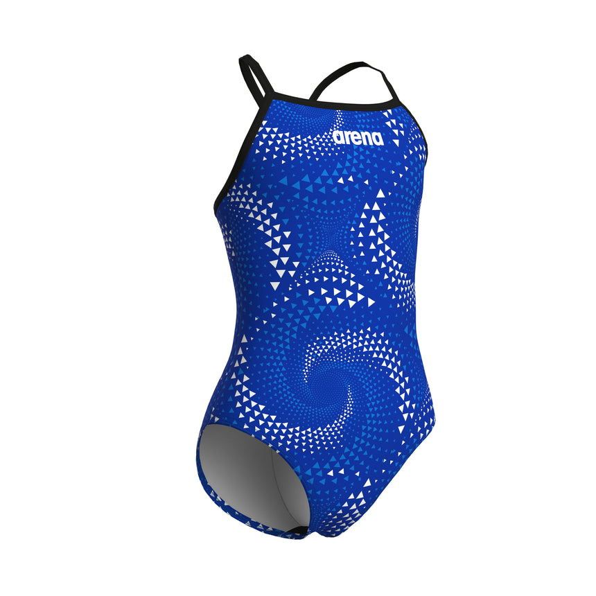 Arena Girls Swimsuit Fireflow Lightdrop Back Black Team Royal