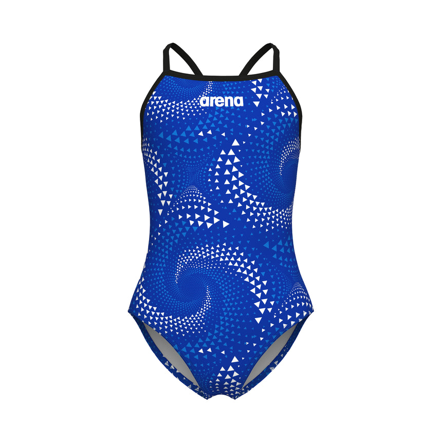 Arena Girls Swimsuit Fireflow Lightdrop Back Black Team Royal