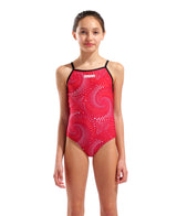 Arena Girls Swimsuit Fireflow Lightdrop Back Black Team Red