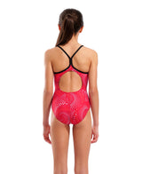 Arena Girls Swimsuit Fireflow Lightdrop Back Black Team Red