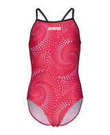 Arena Girls Swimsuit Fireflow Lightdrop Back Black Team Red