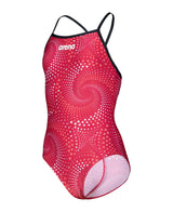 Arena Girls Swimsuit Fireflow Lightdrop Back Black Team Red