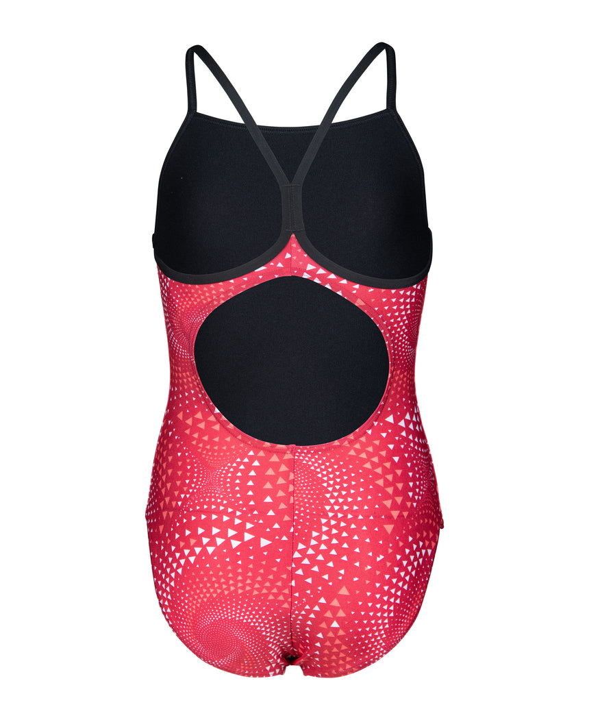 Arena Girls Swimsuit Fireflow Lightdrop Back Black Team Red