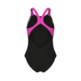 Arena Meisjes Badpak Lit Logo V Back L Zwart Shocking Pink