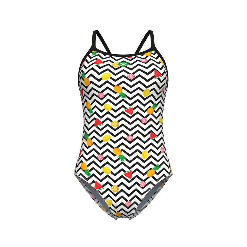 Arena Dames badpak Fruits Lightdrop Back wit/multi-zwart