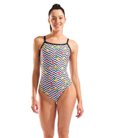 Arena Dames badpak Fruits Lightdrop Back wit/multi-zwart