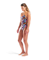 Arena Dames Badpak Texture Tie Back Multicolor Zwart Oranje