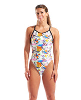 Arena Dames Badpak Collage Xcriss Cross Wit Multicolor Zwart