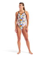 Arena Dames Badpak Collage Xcriss Cross Wit Multicolor Zwart