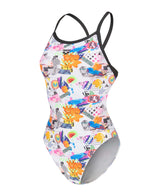 Arena Dames Badpak Collage Xcriss Cross Wit Multicolor Zwart