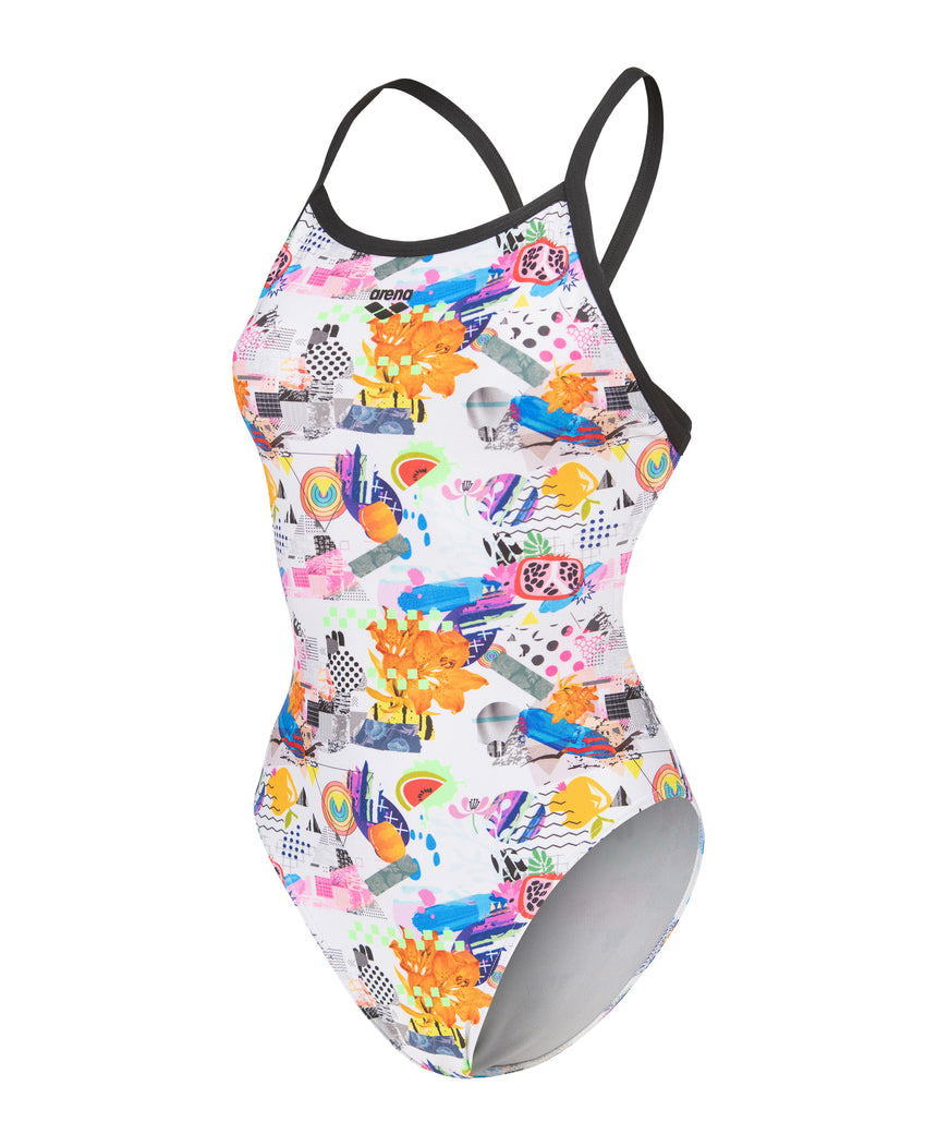 Arena Dames Badpak Collage Xcriss Cross Wit Multicolor Zwart