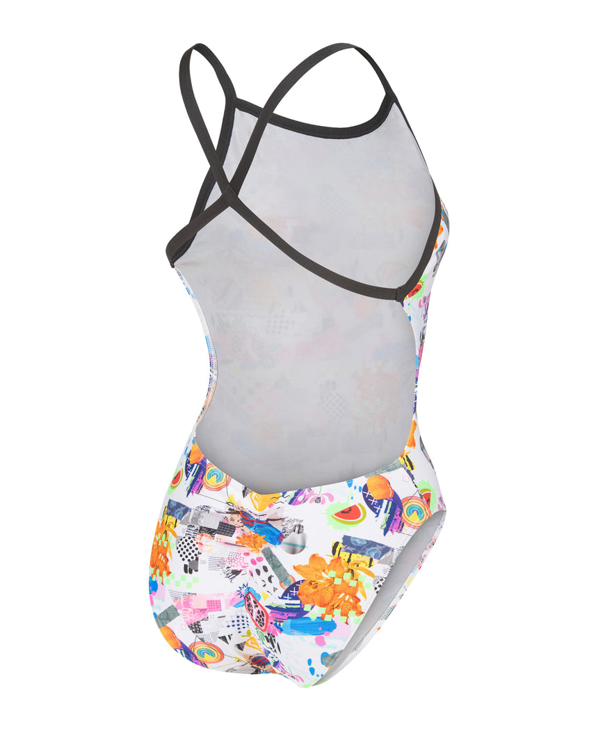 Arena Dames Badpak Collage Xcriss Cross Wit Multicolor Zwart