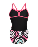 Arena Dames Badpak Illusion Challenge Back Zwart Multicolor Shocking Pink