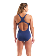 Arena Damen Shaping Badeanzug Print Control Pro Low L B Multicolor Navy