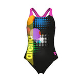 Arena Meisjes Badpak Dots Swim Pro Back Zwart Multicolor Shocking Pink