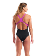 Arena Dames Badpak Placement Swim Pro Back Zwart Multicolor Very Fuchsia