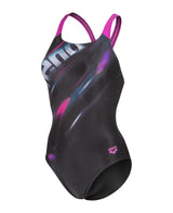 Arena Dames Badpak Placement Swim Pro Back Zwart Multicolor Very Fuchsia