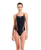Arena Damen Badeanzug Control Pro Back B Schwarz/Calypso/Koralle