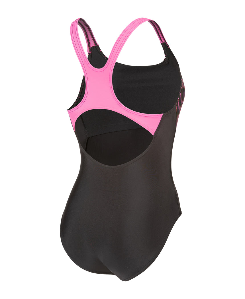 Arena Dames Corrigerend Badpak Control Pro Back B Zwart Shocking Pink