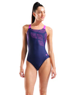 Arena Dames Badpak Kikko Swim Pro Back Navy Very Fuchsia