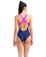 Arena Dames Badpak Kikko Swim Pro Back Navy Very Fuchsia