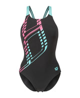Arena Dames Badpak Graphic Swim Pro L Zwart Water