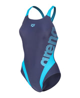 Arena Dames Badpak Stripeflow Swim Pro Back Navy Turquoise
